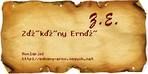 Zákány Ernő névjegykártya